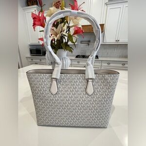Michael Kors Gray and White Monogram Tote